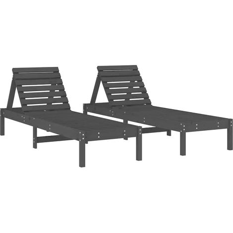 Maison Exclusive - Sonnenliegen 2 Stk. Grau 199,5x60x74 cm Massiv (1/5)