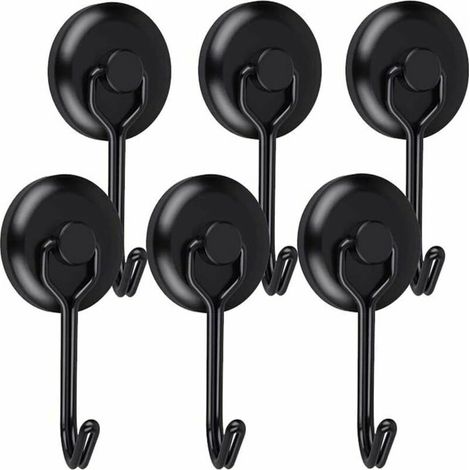 Crochet Aimanté Puissant 14 kg 20D Crochet Magnetique Frigo Noir Néodyme Pivotants Aimant Crochet Magnétique Crochets Aimantés Magnétiques pour Cuisine Torchon Tableau  6pcs (1/5)