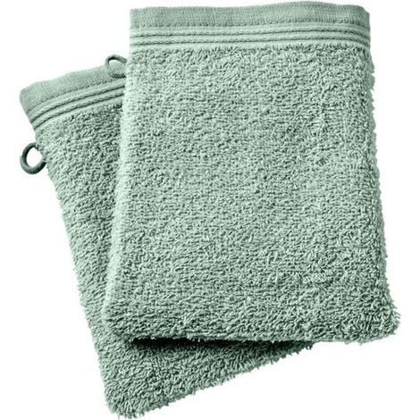 Gants de toilette - COTON PUR - Spa Menthe - Lot de 2 - 15 x 21 cm - 400 g/m² (1/5)