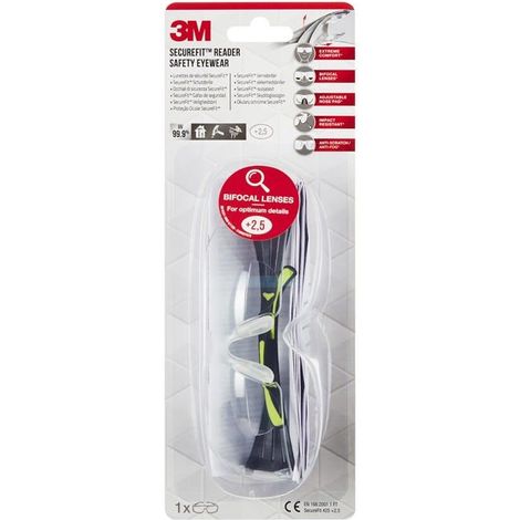 Occhiali di sicurezza 3m securefit 425 diottria 2.5 plastica