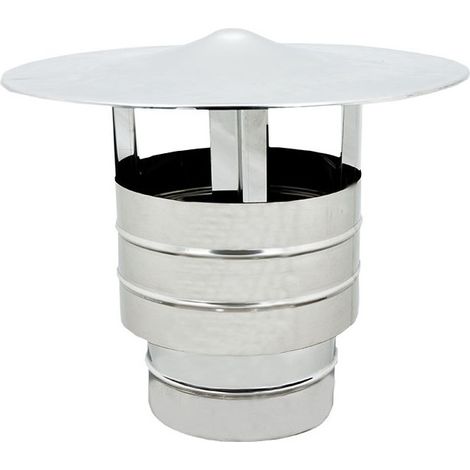 Fumaiolo da 140mm antivento inox base tonda innesto m maschio (1/4)