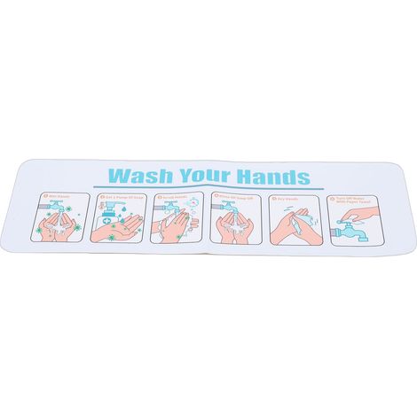 Affiche adhésive imperméable 15 x 4,3 pouces avec instructions de lavage des mains et guide étape par étape. Facile à décoller et à coller. Idéale pour l'école, les restaurants et la maison. (1/5)