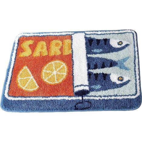 Tapis de salle de bain 50 x 80 cm, tapis de bain doux antidérapant avec haute hygroscopicité, tapis de salle de bain pour salle de bain, WC (bleu) (1/5)
