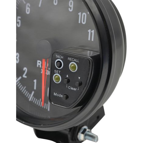Tachimetro retroilluminato da 5 pollici, nero, 7 colori, con indicatore di cambiata, suono di picco, LED lampeggiante quando i giri al minuto sono elevati (AVVISO). (1/5)