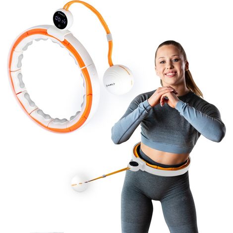Hula Hoop magnético con peso, TPE, blanco/naranja, para mostrador (1/5)