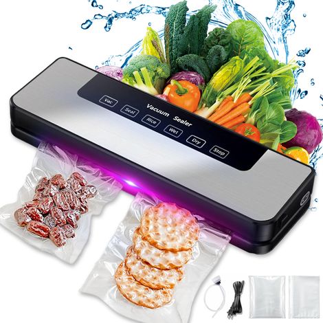 Machine sous vide entièrement automatique, panneau de commande tactile, compatible avec les liquides, l'huile et les poudres, pression de 65 kPa, vitesse de 3000 tr/min, 50 grands sacs et 50 petits sa (1/5)