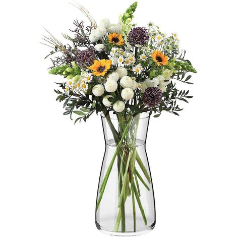 Vase à fleurs en verre, 20 cm de hauteur (7,87 pouces), Modern Essentials, pichet à fleurs rond et transparent de 1 L, cadeau minimaliste (1/5)