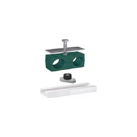 Soporte doble para tubos de 15 mm debajo del riel