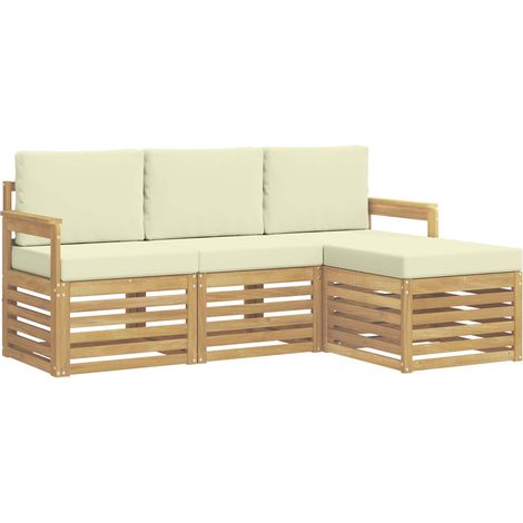 Set di divani da esterno 4 pz Salotto da Giardino Bianco e Crema (1/5)