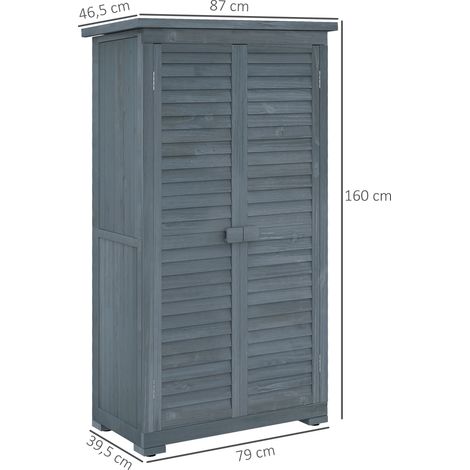 Armoire de jardin Abri de jardin en bois avec toit monopente et portes en carton bitumineux,gris,87x46,5x160cm,pour le rangement de jardin (1/5)