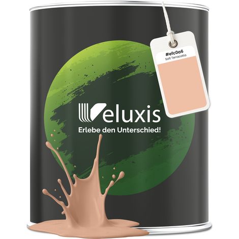 Wandfarbe Orange Beige Creme Matt Innenfarbe – Deckkraft Klasse 1, VOC-frei, Ohne Grundierung, Tropfarm – Wohnzimmer & Schlafzimmer – 1L – Veluxis (Soft Terracotta)