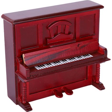 Piano miniature en bois pour maison de poupée à l'échelle 1:12, accessoire de décoration rouge (1/5)