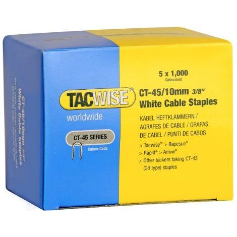 Tacwise 0353 Boite de 5000 Agrafes pour cable CT-45/10 mm Blanc (1/5)
