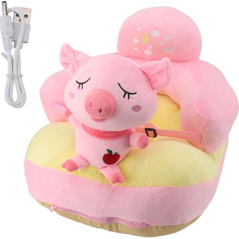 Siège de soutien pour bébé, canapé en peluche douce et confortable, angles réglables, fonction Bluetooth, support pour bébé d'intérieur, rose cochon (1/5)