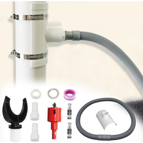 Recuperateur d Eau de Pluie pour conduits Circulaire avec Tuyau Flexible, Ensemble de collecteur Eau de Pluie, Raccord PVC, Récupérateur d'eau pour Descente de gouttière(collecteur de 110 mm + filtre) (1/5)