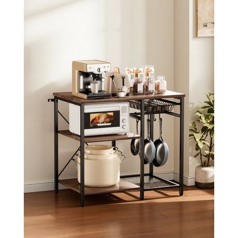 Étagère de Cuisine, Meuble de Rangement 90x40x90 cm, avec Tablette Réglable Amovible et Panier à Glissière, Support pour Micro Onde… (1/5)