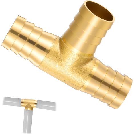Raccord de tuyau en T 19 mm 3 voies en laiton Raccord de tuyau en T en forme de T pour air, eau, gaz, huile, tuyau d'air comprimé (1/5)