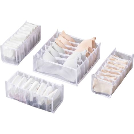 Organisateur de tiroir à vêtements pliable pour sous-vêtements, paquet de 4
