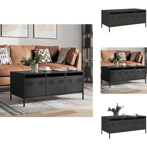 Table basse noir 101,5x50x43,5 cm acier laminé à froid - Table Basse - Tables Basses - Table D'appoint - Bout De Canapé (1/5)