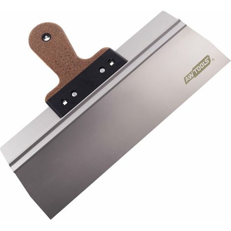 Espátula de acero inoxidable AWTools, modelo 550/90, para fachada, mango de corcho ergonómico, herramienta profesional para enlucido de alta resistencia y rendimiento.