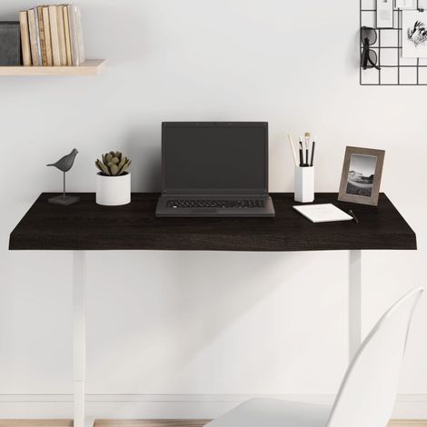 Dessus de table marron foncé bois chêne massif traité