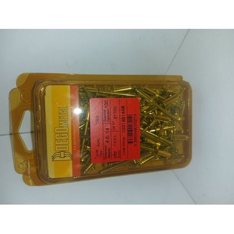 RIVET STANDARD ALX TRS TETE RONDE ALU CLOU ACIER D4 .8X 14 BOITE DE 100