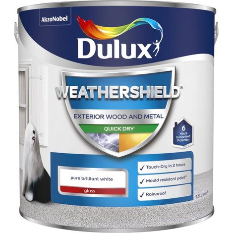 Dulux Weathershield Quick Dry Gloss - 2.5L - Pure Brilliant White