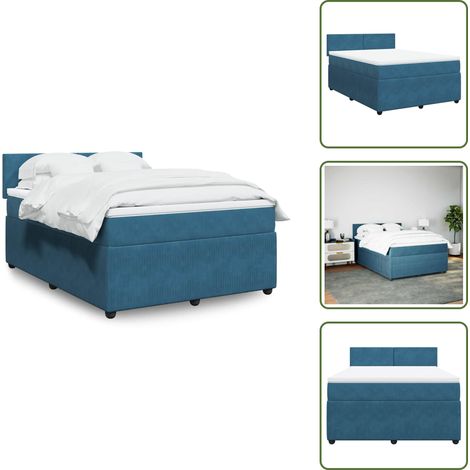 vidaXL Sommier à lattes de lit et matelas bleu 160x200 cm velours (1/5)