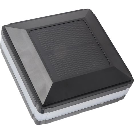Lampe de poteau LED solaire à induction bicolore pour clôture, étanche IP65, noire (blanc chaud, bleu) (1/5)