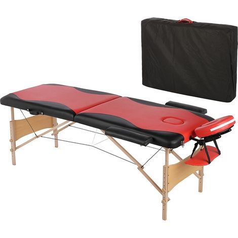 Canapé de massage mobile 2 zones avec sac pliable, rouge/noir, NOUVEAU