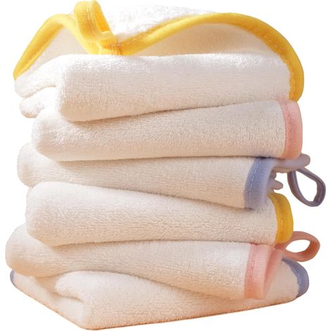 POLYTE - 6 serviettes de toilette pour bébé en microfibres Premium - hypoallergénique/ne peluche pas - blanc - 25 x 25 cm