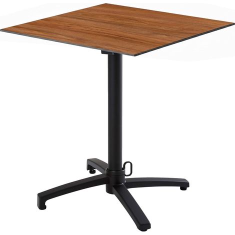 Table bistrot de jardin carrée inclinable 60cm 4 places chêne foncé