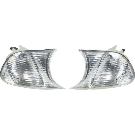 Corner Indicators, Left and Right Front Car Corner Lights with Clear Lens, Replacement Turn Signals for 3 Series E46 Coupe 1998-2001 (White 63126904307 63126904308) (1/4)