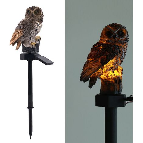 Énergie Solaire LED Hibou Jardin Lumières Extérieure Solaire Lumière Hibou Animal Pelouse Lampes Ornement Lampe Imperméable, Marron (1/5)