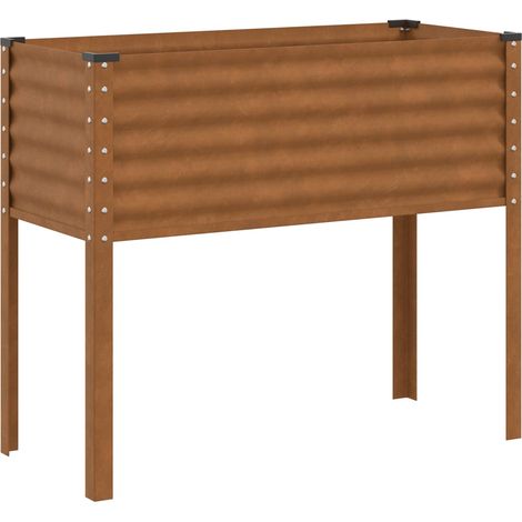 Fioriera aiuola rialzata piante fiori terrazza giardino 100 x 41 x 90 cm acciaio resistente alle intemperie marrone 020037276