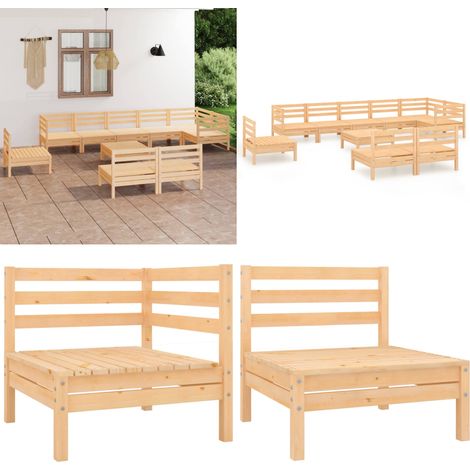 10-tlg. Garten-Lounge-Set Massivholz Kiefer - Holzsofa - Kieferholz (1/5)