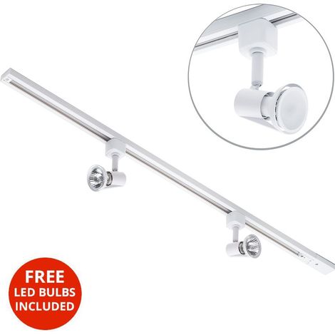 Litecraft 1M Kitchen Track Light With 2 Harlem Fixture & LED Bulbs - White (1/5)