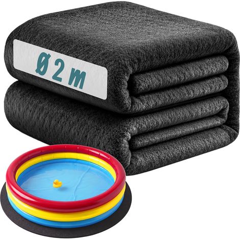 Relaxdays Poolunterlage, Ø 2 m Filzmatte, Pool Bodenschutz, rutschhemmend, zuschneidbar, langlebig, Poolmatte, schwarz