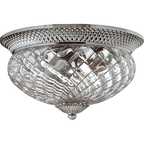 Elstead Plantation - Grand plafonnier semi-affleurant à 3 ampoules, nickel antique poli, E27 (1/4)