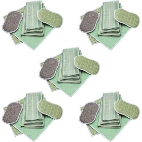 Lot de 5 ensembles de 6 pièces Chiffon Bambou Microfibre pour Vitres Miroirs Carreaux Carrosserie Microfibre Bambou Vitre Ménage Salle de Bain