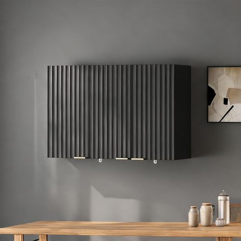 Buffet coloris noir en MDF 90 x 29 x 60 cm (1/5)