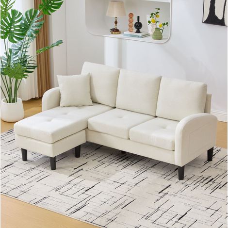Sofá esquinero modular 166x118x77 cm en tejido beige claro, ahorro de espacio FLORAGRACE