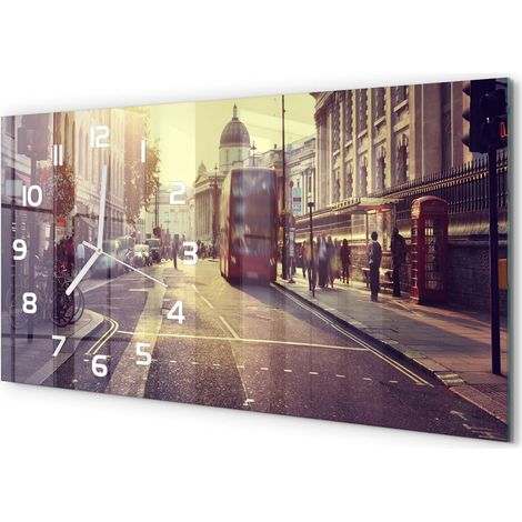 Horloge Murale Salon 60x30 cm Panoramique Verre Trempé Décoration Murale Londres (1/5)