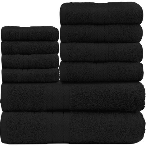 Lot De 10 Serviettes De Bain Douces–Serviettes Absorbantes D'Eau De Qualité Supérieure,4 Serviettes Pour Le Visage,4 Pour Le[CA58] (1/5)