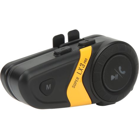 Écouteurs pour casque de moto Bluetooth 5.0, portée de 500 m, appels mains libres, système de communication universel, jaune (1/5)