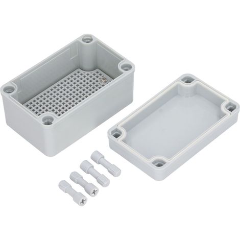 Graue elektrische Verbindungskasten mit Montageschiene, wasserdicht IP67, stoßfest, für elektrische Projekte.