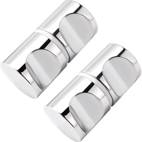 2 Pièces Poignées de Porte de Douche, Bouton de Porte de Douche en Verre en Acier Inoxydable, pour Portes en Verre 3 Argent (1/5)