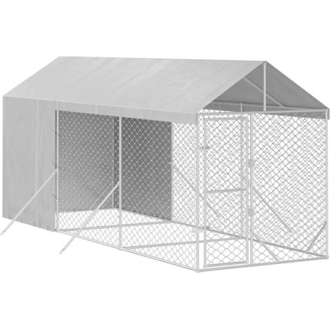 Jaula para perrera exterior para perros con techo plateado 2 x 6 x 2,5 m Plata 020041897