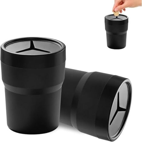 Lot de 2 porte-pièces de monnaie pour voiture, rangement de la monnaie, porte-monnaie de grande capacité, porte-monnaie universel pour porte-gobelet, compatible avec la plupart des véhicules (1/5)