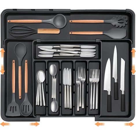 Organizzatore espandibile per cassetti da cucina - vassoio portaposate regolabile, organizer per riporre cucchiai e forchette (1/4)